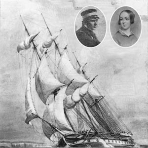 Fregatten Rattlesnake. Henrietta Anne Heathorn i forlovelsesdagene. Innmontert foto av Huxley i marineoffiseruniform, fra&hellip;