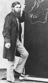 Huxley som foreleser, med tegning av en gorilla. Udatert, Wellcome institute for the history of medicine, London