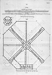 Figur 9    Grosch&rsquo; utkast til panoptisk sinnssykehus 1828 (7). Foto &Oslash;. Larsen