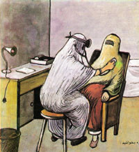 Utsnitt fra satirisk blad publisert i Peshawar, Pakistan. I virkeligheten finnes ingen restriksjoner p&aring; kontakt kvinner&hellip;