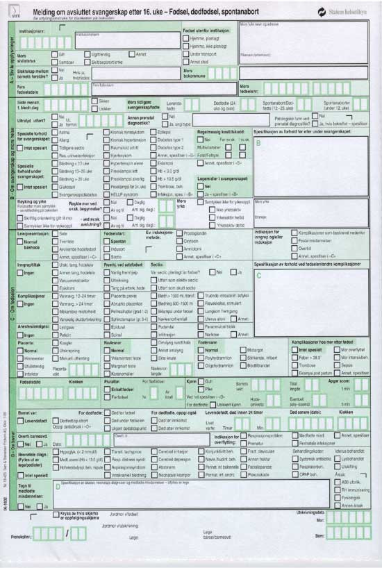 Figur 2  Nytt f&oslash;dselsskjema tatt i bruk fra 1.12. 1998