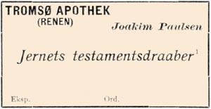 Gustav Klem (1866&ndash;1906) rapporterte fra &laquo;kvaksalveri nordpaa&raquo;, og illustrerte det ved en annonse for en &laquo;blaaviolet v&aelig;dske&hellip;