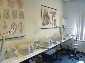 Fra ferdighetslaboratoriet ved universitetet i Maastricht. Medisinstudenter kan trene seg i kliniske unders&oslash;kelsesmetoder og&hellip;