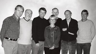 Fra venstre: Harald Reiso, Roald Johnsen, Gunnar Mouland, Ellen Rygh, Dagfinn Haarr, Christian F. Borchgrevink, Bj&oslash;rn&hellip;