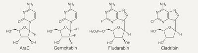 Kjemiske strukturer ved cytotoksiske nukleosidanaloger