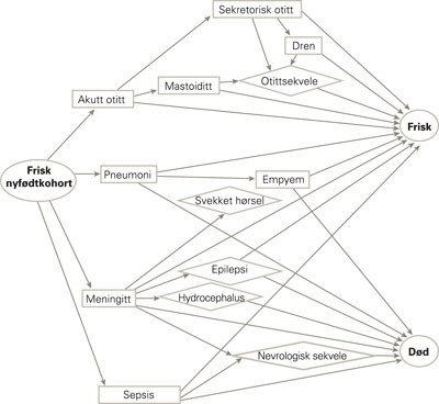 Markov-modell som beskriver forl&oslash;pet for en f&oslash;dselskohort med tanke p&aring; pneumokokksykdom