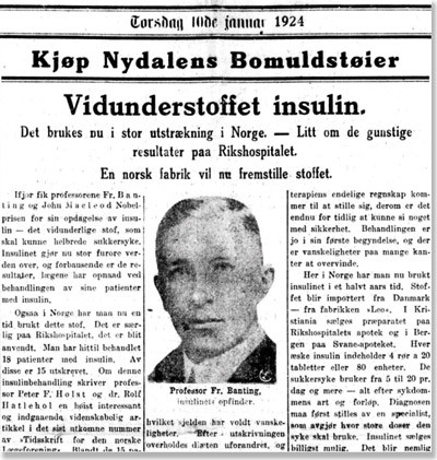Faksimile fra Aftenposten 10. januar 1924