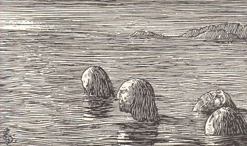 Fig. 3.  Betraktning av tidevannet. (Forfatterne til venstre.)