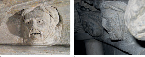 Figur 1  a) Kvinneansiktet en face. Foto Harald Brandtz&aelig;g. b) Kvinneansiktet i profil. Foto &Oslash;ystein Ekroll. Skulpturen er&hellip;