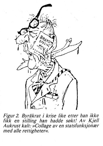 Figur 2.  Byr&aring;krat i krise like etter han ikke fikk en stilling han hadde s&oslash;kt! Av Kjell Aukrust kalt: &laquo;Collage av en&hellip;