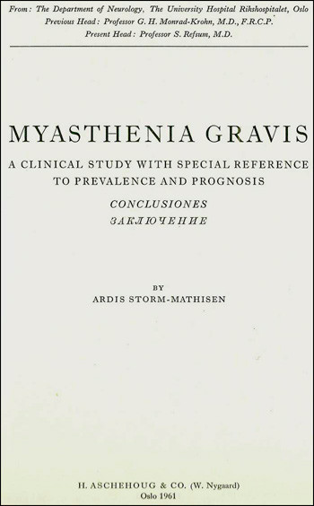 Figur 2  Storm-Mathisens store arbeid om myasthenia gravis