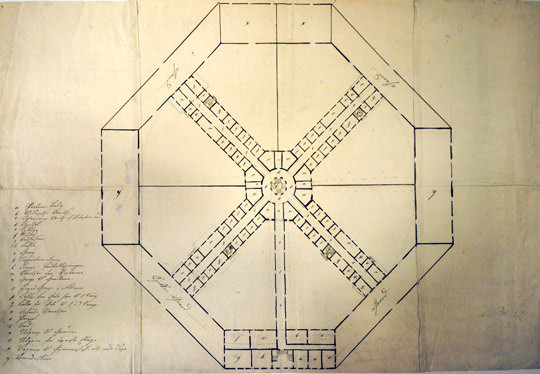 Christian Heinrich Grosch&rsquo; utkast til sykehus for &laquo;Sindssvage&raquo;. Udatert, trolig 1839, etter oppdrag fra Det Kongelige&hellip;
