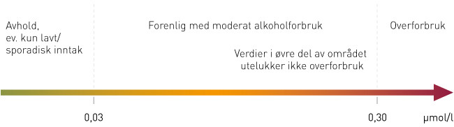 Figur 2  Grenseverdier for alkoholmark&oslash;ren fosfatidyletanol (PEth 16:0/18:1) i blod og fortolkning av m&aring;lte konsentrasjoner&hellip;
