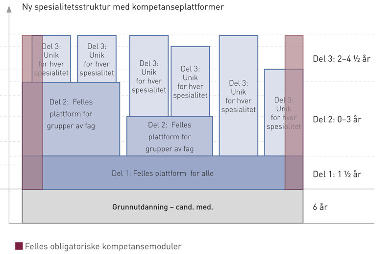 Figur 1  Oversikt over den nye tredelte spesialitetsstrukturen &ndash; utarbeidet av Helsedirektoratet og publisert p&aring;&hellip;