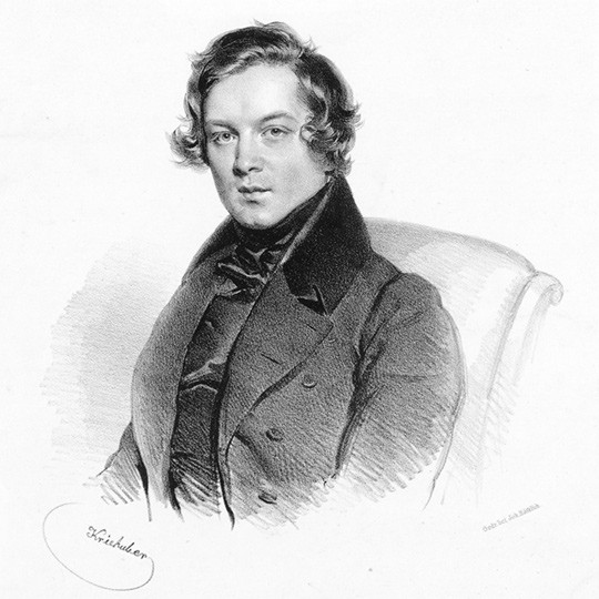 Figur 1  Portrett av Robert Schumann som ung. Litografi av Josef Kriehuber fra 1839
