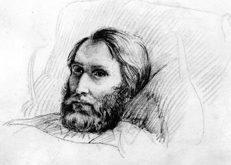 Figur 1 Henrik Wergeland (1808&ndash;45) p&aring; d&oslash;dsleiet. Foto: Oslo Museum/ Byhistorisk samling (CC BY-SA 4.0)