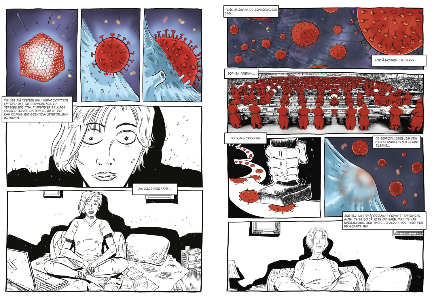 Utdrag fra tegneserien Viruset. Manus: Aleksandra Bartoszko, basert p&aring; etnografisk feltarbeid og historien til Iren&hellip;