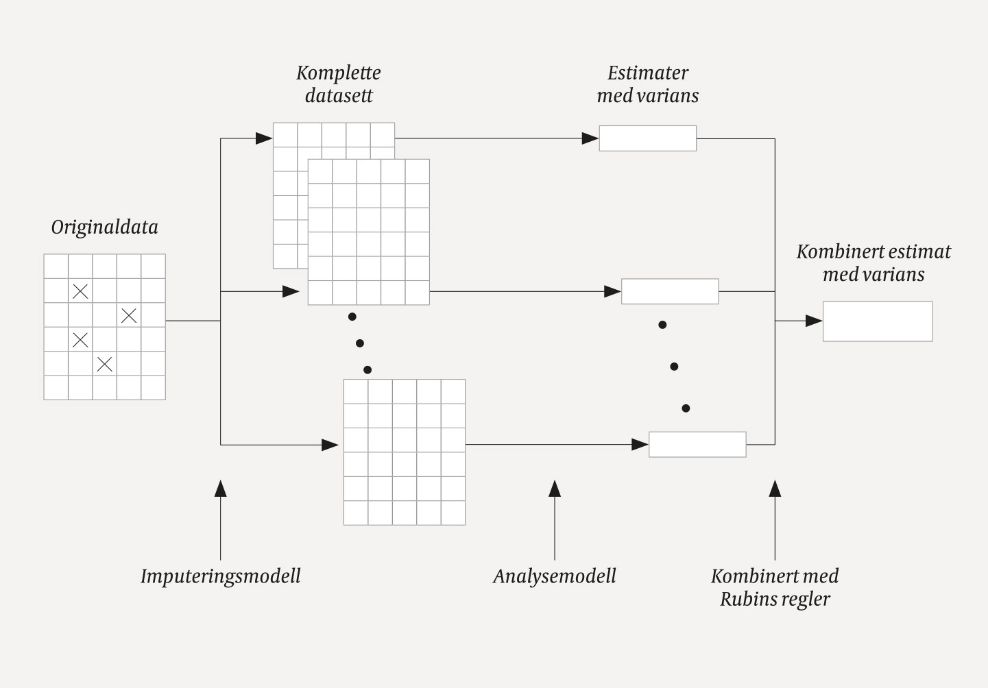 Figur 1 Fremgangsm&aring;te ved multippel imputering.