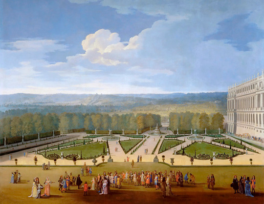 Figur&nbsp;3&nbsp;&nbsp;Ludvig 14 og hoffet spaserer i&nbsp;parken i&nbsp;Versailles. Fra Mus&eacute;e de l'Histoire de France, Ch&acirc;teau de Versailles&hellip;