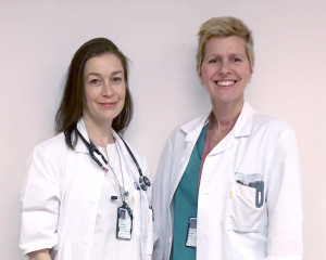 F&oslash;rsteforfatter Nina Eide Hasselberg (til venstre) og sisteforfatter Kristina H. Haugaa (til h&oslash;yre) ved Kardiogisk avdeling&hellip;