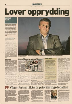 &ndash; Det finnes en grense for hva staten skal bruke p&aring; helse, sa Bjarne H&aring;kon Hanssen til Dagens N&aelig;ringsliv 20. juli. Faksimile