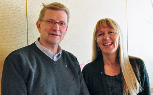 God stemning p&aring; &aring;rsm&oslash;tet i Finnmark. Her Geir Riise og Anne Grethe Olsen. Foto Finnmark legeforening