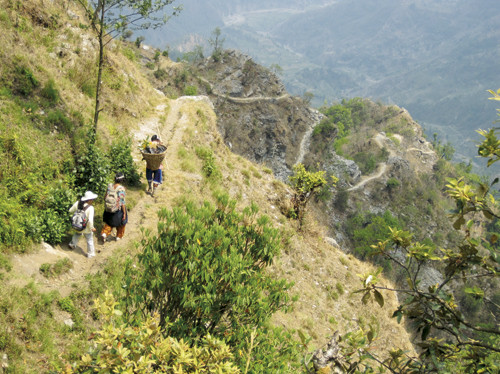 Women in labour are carried along these paths to the hospital