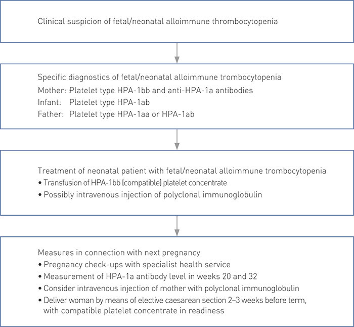 Figure 2  Our proposal for diagnosis, treat-ment and further follow-up in con-nec-tion with fetal/neo-natal alloimmune&hellip;