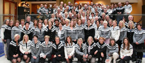 En glad gjeng Noklus-medarbeidere feiret 20-&aring;rsjubileet p&aring; Island. Foto privat 