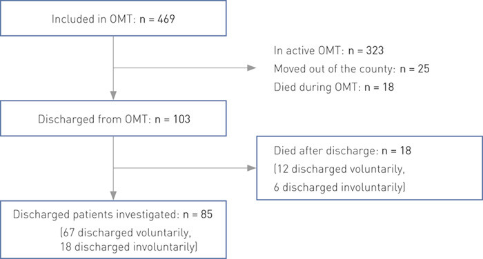 Figure 1  Patients in opioid maintenance treatment (OMT) at S&oslash;rlandet Hospital during the period 1998&thinsp;&ndash;&thinsp;31 December 2009