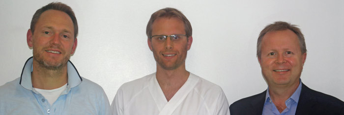 Helge R&oslash;sj&oslash;, Gunnar Einvik og Torbj&oslash;rn Omland. Foto: Cardiothoracic Research Group