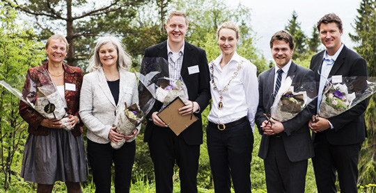 Fra v. Ingrid Sivesind Mehlum, Inger Helene Lyngstad, Asgeir Store Jakola, president Hege Gjessing, Eivind Ness-Jensen og&hellip;