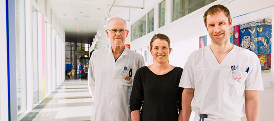 Fra venstre: Tom G. Tanbo, f&oslash;rsteforfatter Nora Johansen og Trond M. Michelsen. Foto: &Oslash;ystein H. Horgmo, Universitetet i Oslo