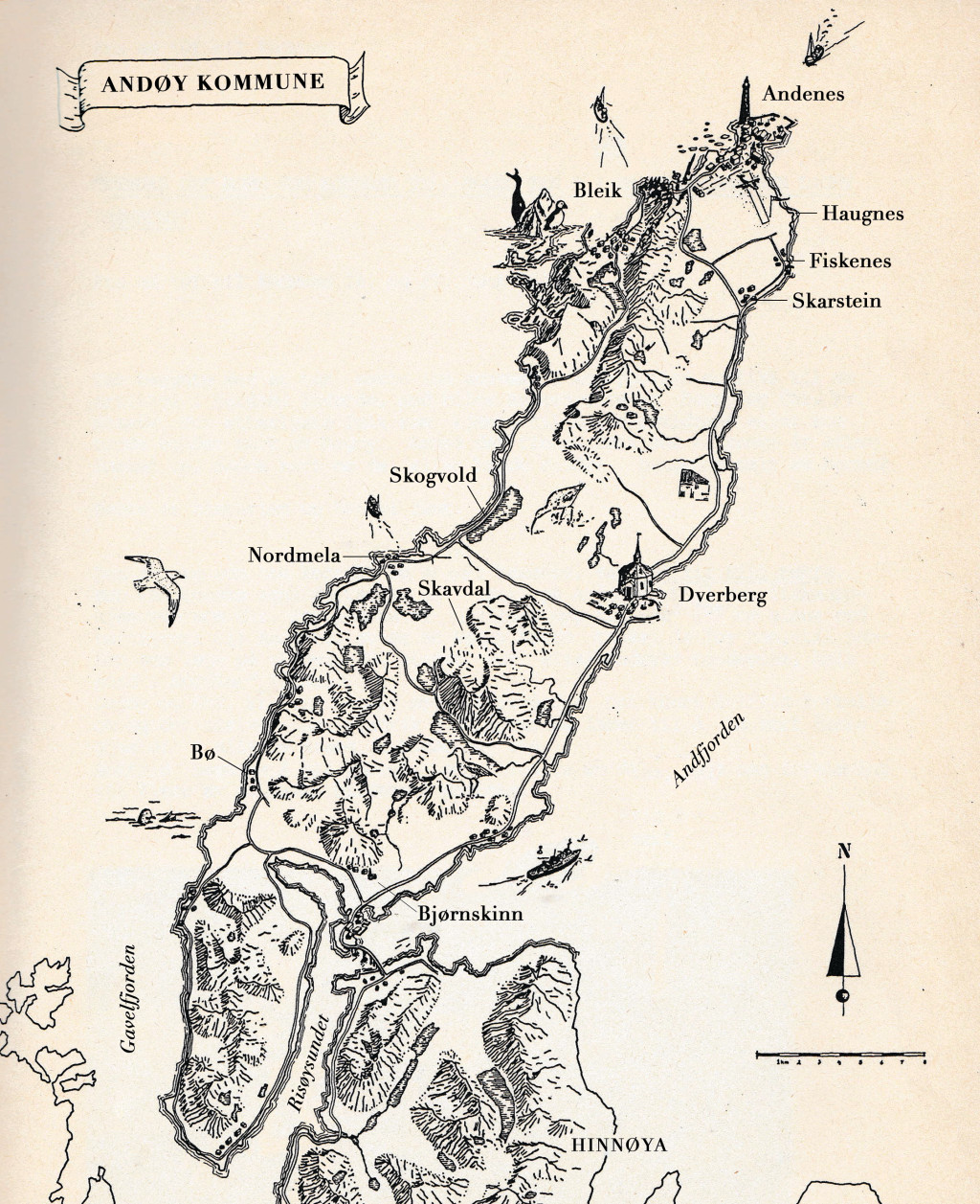 Map of And&oslash;y municipality. Illustration: Trond Kanstad, adapted by the Journal of the Norwegian Medical Association