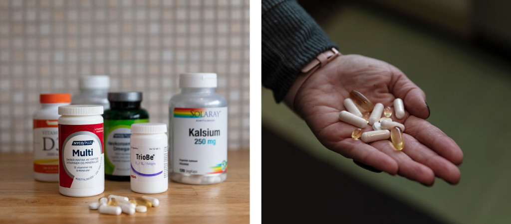 En h&aring;ndfull med kosttilskudd hver dag m&aring; til for at Laila Oliversen Brandsg&aring;rd skal f&aring; i seg alle n&aelig;ringsstoffene hun&hellip;