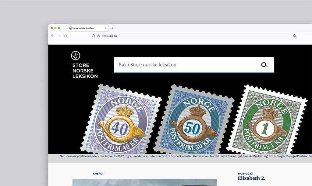Illustrasjon: Skjermbilde av nettsiden til Store norske leksikon