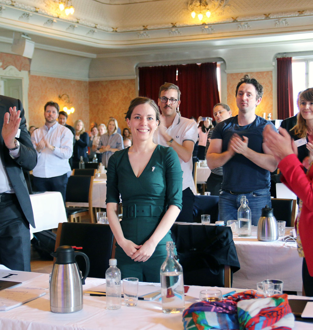 DEN GANG DA: Kristin Utne som nyvalgt Ylf-leder under &aring;rsm&oslash;tet i Trondheim i 2019. Foto: Vilde Baugst&oslash;